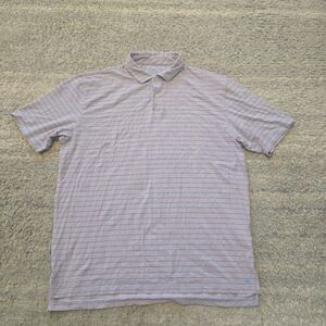 Peter Millar Preppy Men's Seaside Purple Green Stripe Polo Size Large Golf